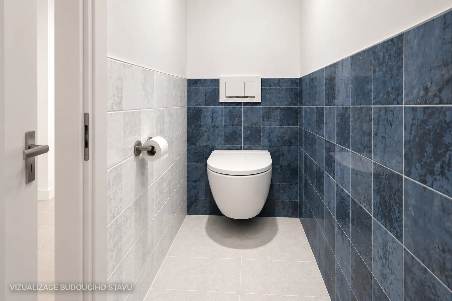 WC, vizualizace budoucího stavu bytu v Kroměříži